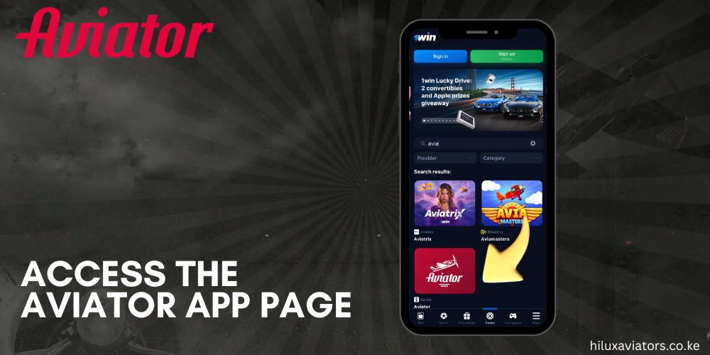 ACCESS THE AVIATOR APP PAGE