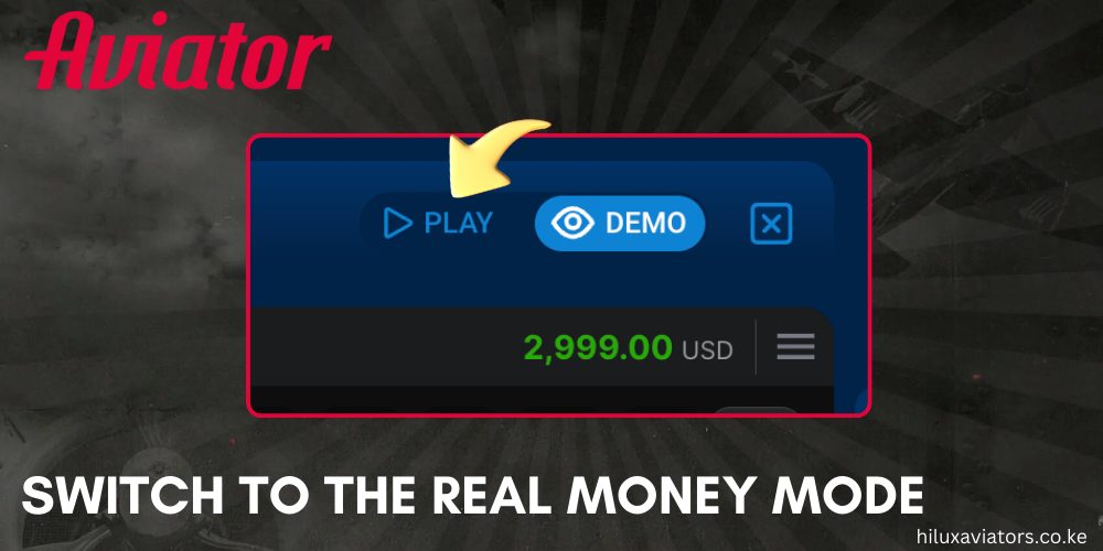 Switch to real money mode in Aviator game