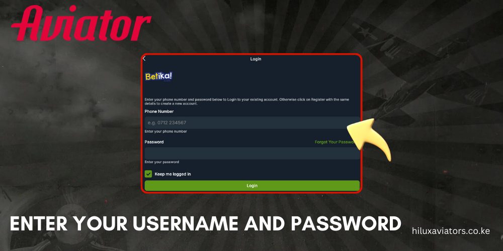 ENTER YOUR USERNAME AND PASSWORD