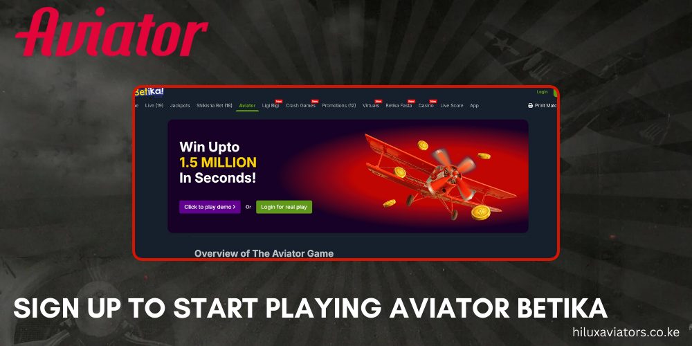 SIGN UP TO START PLAYING AVIATOR BETIKA